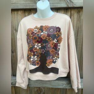 Modernlux Floral Afro Hair Pullover Sweatshirt small NWT